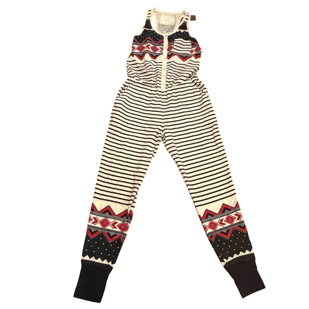 NWT Abercrombie Fitch Sleepwear Collection Fair Isle One Piece Pajama Jumpsuit L
